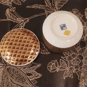 VINTAGE Otagiri Gold and Brown Ceramic Dish